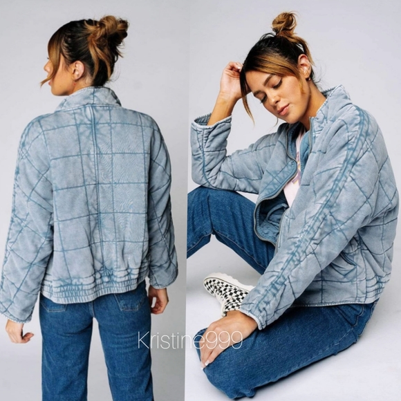 Free People Quilted Dolman Jacket Wavy Waters Brand NEW - Picture 9 of 15